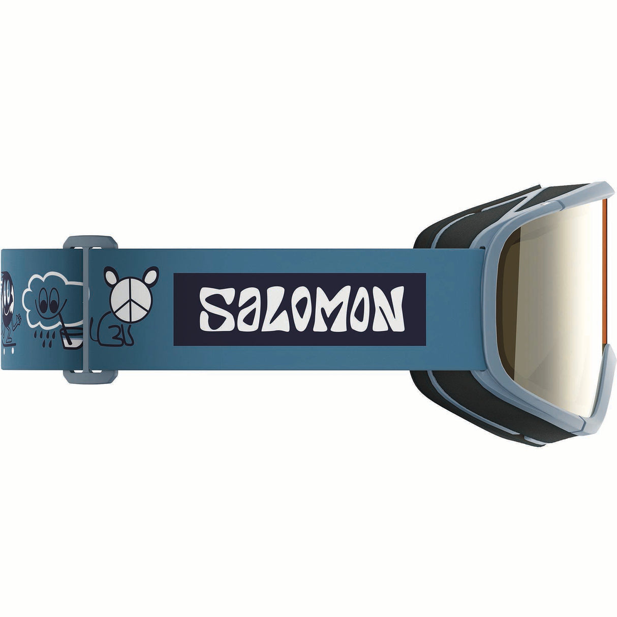 RIO-Salomon ski goggles with blue frame and yellow lens on a white background