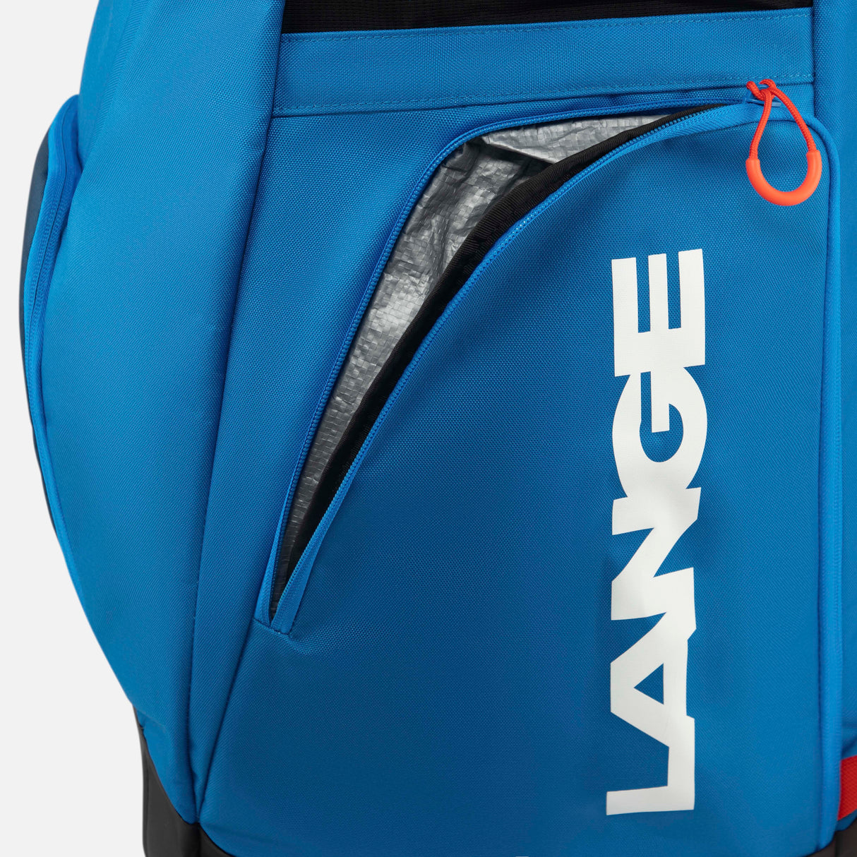 RacerBagSmall- Blue and orange bag on a white background