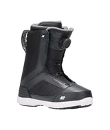 Raider- Black and white snowboard boot on a white background