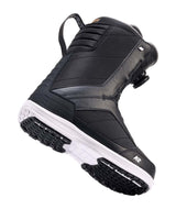 Raider- Black and white snowboard boot on a white background