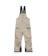 RainGor-TexBib- Cream snow pants with overalls that are black on a white background 