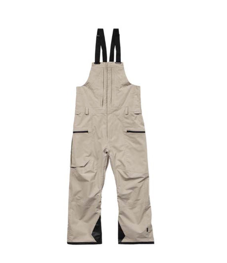RainGor-TexBib- Cream snow pants with overalls that are black on a white background 