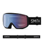 Rally-Smith ski goggles with black frame and blue lens on a white background