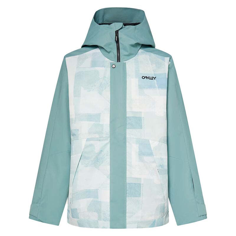 MRangeRCJacket2.0-Light blue and white patterned jacket with hood on a white background