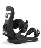 Ranger-Black snowboard binding with 'Union' branding on a white background