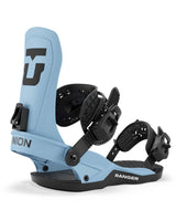 Ranger-Blue snowboard binding with 'Union' branding on a white background
