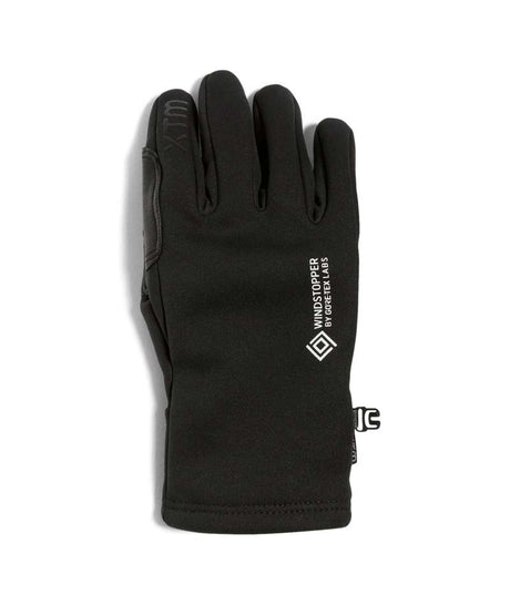 RealDealGlove-A single black waterproof glove with white printed branding and a small white logo tab on the cuff, shown against a plain white background.