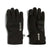 RealDealGlove-A pair of black outdoor gloves shown flat against a white background, displaying both the back of one glove and the palm of the other. The gloves feature white printed branding and logo details.