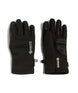 RealDealGlove-A pair of black outdoor gloves shown flat against a white background, displaying both the back of one glove and the palm of the other. The gloves feature white printed branding and logo details.