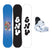 RecessPackageMini- The GNU Recess Snowboard shown next to a white and black snowboard binding