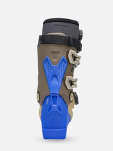 Recon140BOA-A ski boot in blue, beige, and gray with BOA dials and buckles, shown from a side profile on a light gray background.