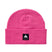 RecycledKactusbunchTallBeanie-Pink beanie with a black Burton logo on a white background