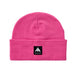 RecycledKactusbunchTallBeanie-Pink beanie with a black Burton logo on a white background