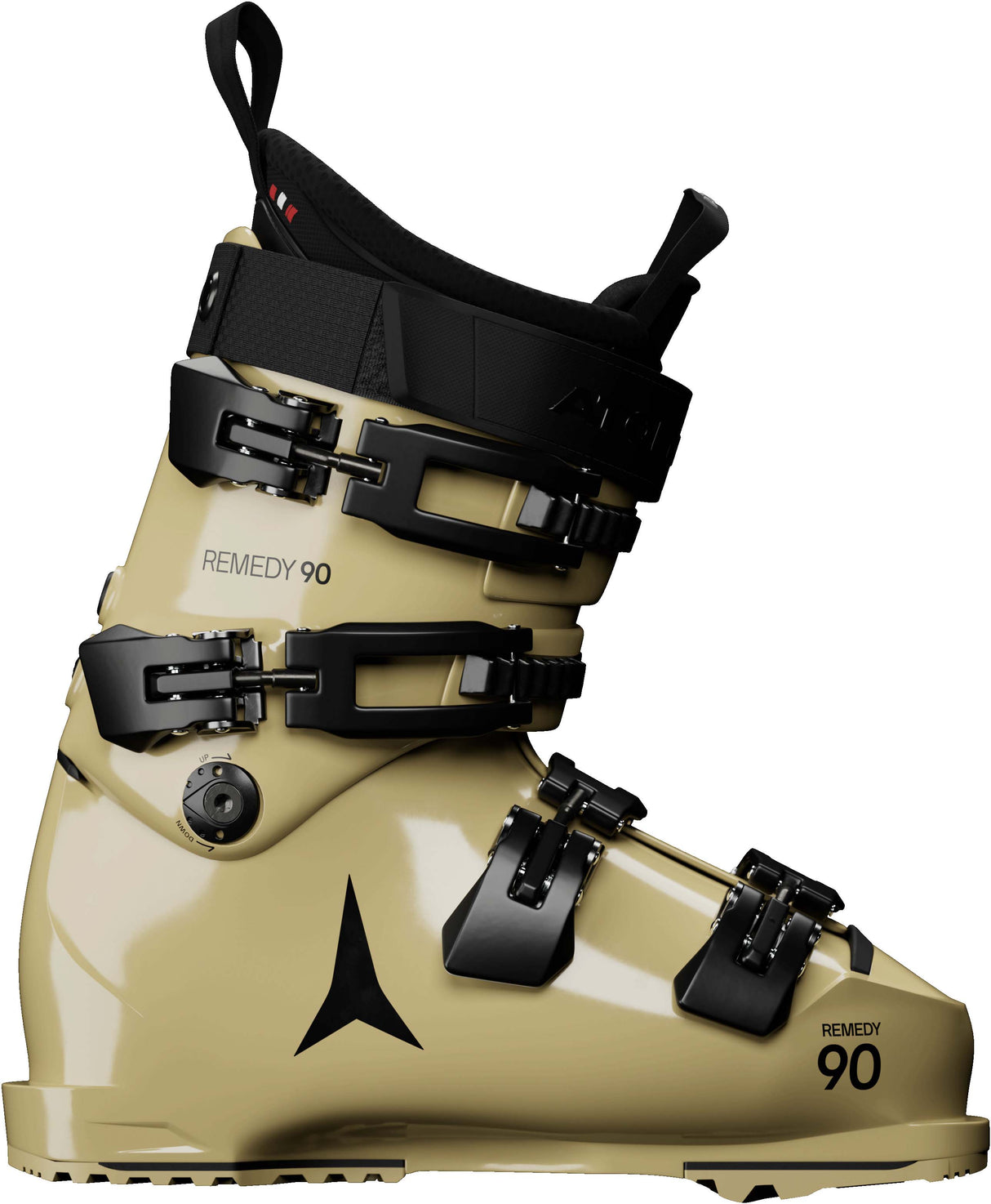 Remedy90LC- Beige and black Atomic ski boot on a white background