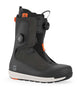 Reset-Black snowboard boot with orange accents on a white background