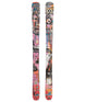Revolt100JuniorFlat-Pair of skis with colorful graffiti-style design on a white background