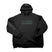 RidingHoodie-Black hoodie with 'ROME' branding on a white 