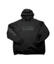 RidingHoodie-Black hoodie with 'ROME' branding on a white 