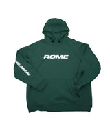 RidingHoodie-Green hoodie with 'ROME' branding on a white background