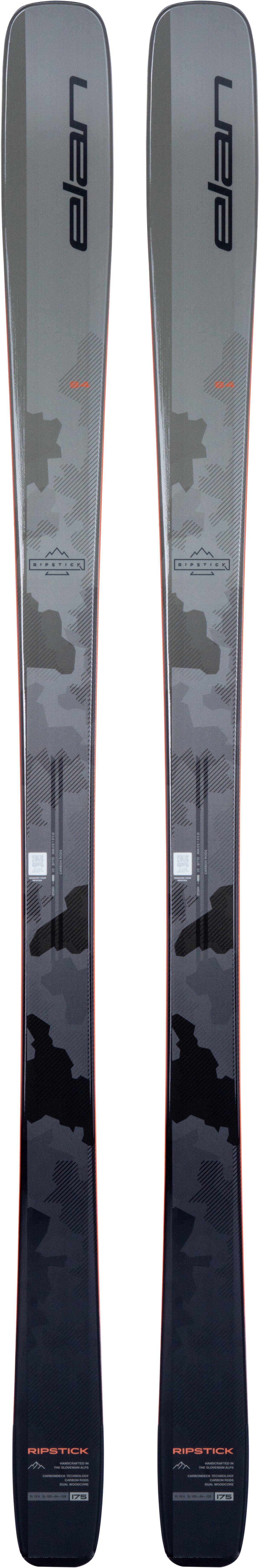 Ripstick84- Grey and black skis on a white background