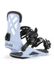 Rosa-Light blue snowboard binding with 'Union' branding on a white background
