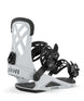 Rosa- Light grey snowboard binding with 'Union' branding on a white background
