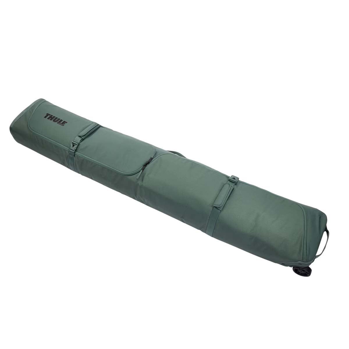 RoundTripRollerSkiBag-Green ski bag with Thule logo on a white background