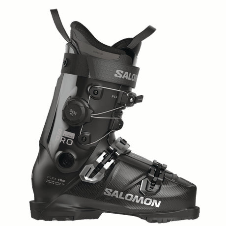 SPROALPHACBOA100-Black Salomon ski boot on a white background