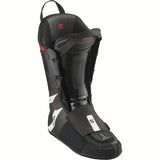 SPROALPHACBOA120-Black and red Salomon ski boot on a white background
