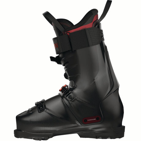 SPROALPHACBOA120-Black and red Salomon ski boot on a white background