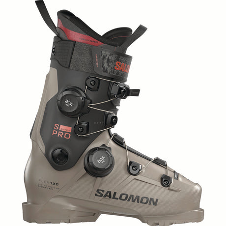 SPROSUPRADUALBOA120-Salomon ski boot with black and gray design on a white background