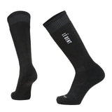 Full Cushion Logo Snow Sock-Black socks with a brand logo on a white background