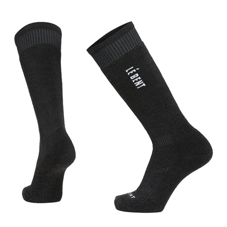 Full Cushion Logo Snow Sock-Black socks with a brand logo on a white background