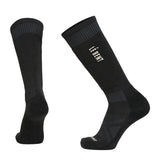 Light Cushion Logo Snow Sock-Black socks with a brand logo on a white background