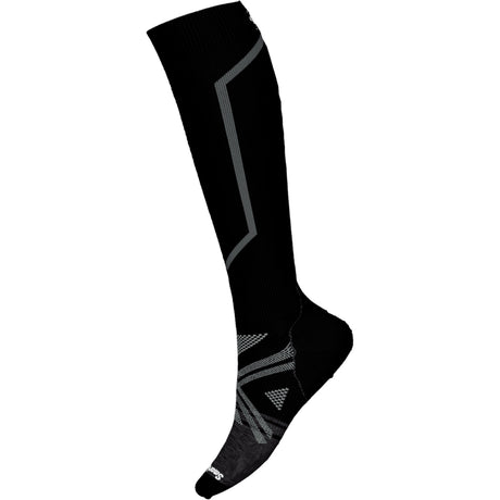 Ski Full Cushion OTC Sock-Black knee-high sock with gray pattern on a white background