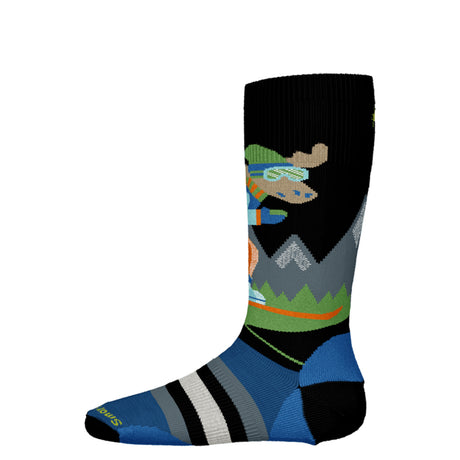 Wintersport Full Cushion Mountain Moose OTC Kids Sock-Colorful sock with geometric pattern on a white background
