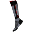 Intraknit Ski Targeted Cushion OTC Sock-Knee-high sock with black, gray, and red design on a white background