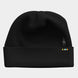 Thermal Merino Reversible Cuffed Beanie- Black beanie with a small logo on a light gray background