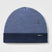 Thermal Merino Reversible Cuffed Beanie-Blue beanie with a brand logo on a light gray background