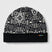 Thermal Merino Reversible Cuffed Beanie-Black and white patterned beanie on a light gray background