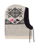 SagaKnitBalaclava- Cream, black, and hot pink balaclava on a white background