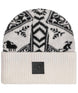 SagaKnitBeanie- White and black beanie on a white background