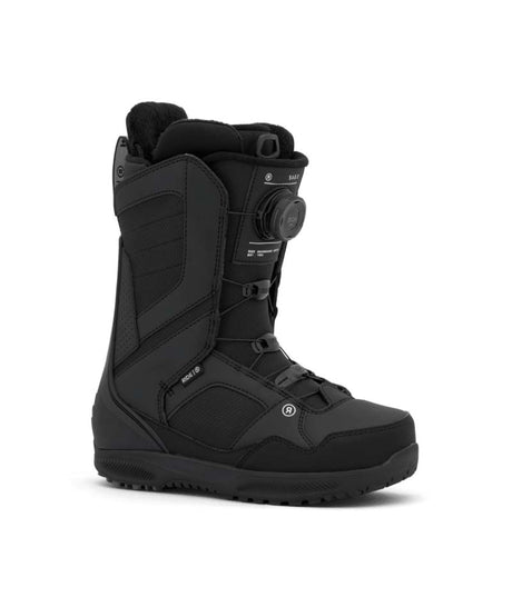 Sage- Black snowboard boot on a white background