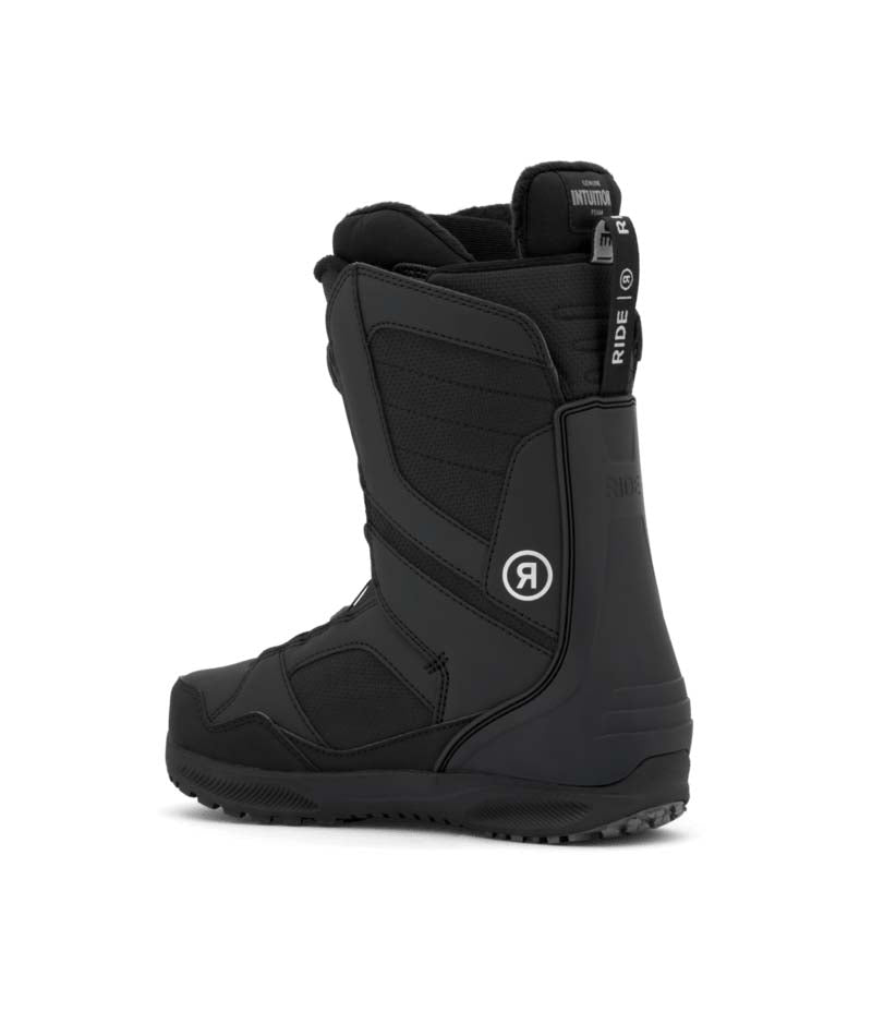 Sage- Black snowboard boot on a white background
