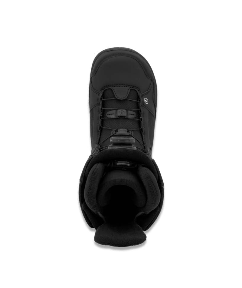 Sage- Black snowboard boot on a white background