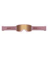 SagenGoggle-Giro ski goggles with pink frame and gold lenses on a white background
