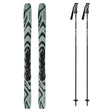 QST92-Pair of skis with bindings and two ski poles on a white background