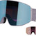 SalomonSentryPrimeSigma-Snow goggles with a light blue mirrored lens and a gray strap, shown alongside an inset of an alternative pink mirrored lens.