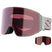 SalomonSentryPrimeSigma-A pair of snow goggles with a large tinted pink lens, a gray frame, and a light gray strap featuring a pink 'S' logo. A smaller inset image in the bottom right shows an alternative dark red-tinted lens option.