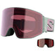 SalomonSentryPrimeSigma-A pair of snow goggles with a large tinted pink lens, a gray frame, and a light gray strap featuring a pink 'S' logo. A smaller inset image in the bottom right shows an alternative dark red-tinted lens option.